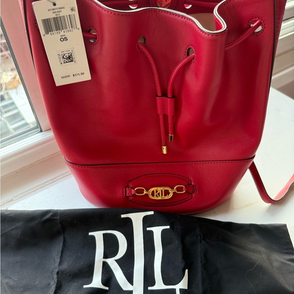 Ralph Lauren Red Leather Bucket Bag - Picture 1 of 10